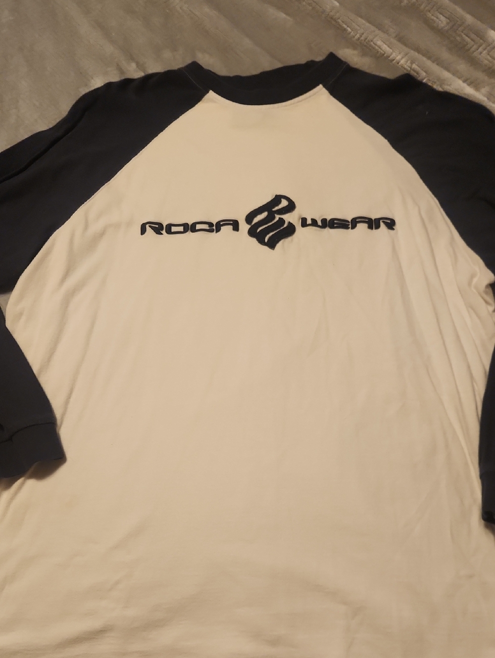 Rocawear White & Navy Raglan Logo Tee